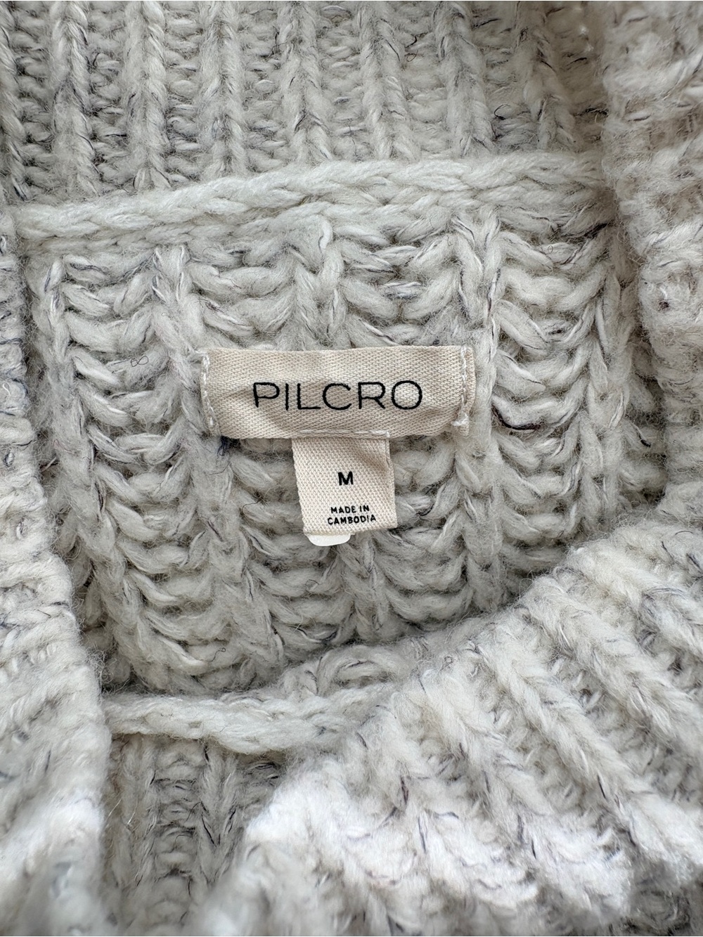 Anthropologie Pilcro Textured Tunic Sweater Cream cozy Wool Blend M - Picture 9 of 13